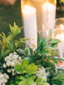 Flowers and Candles at a cremation service