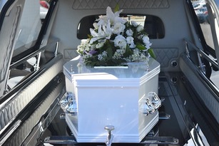 casket in a hearse